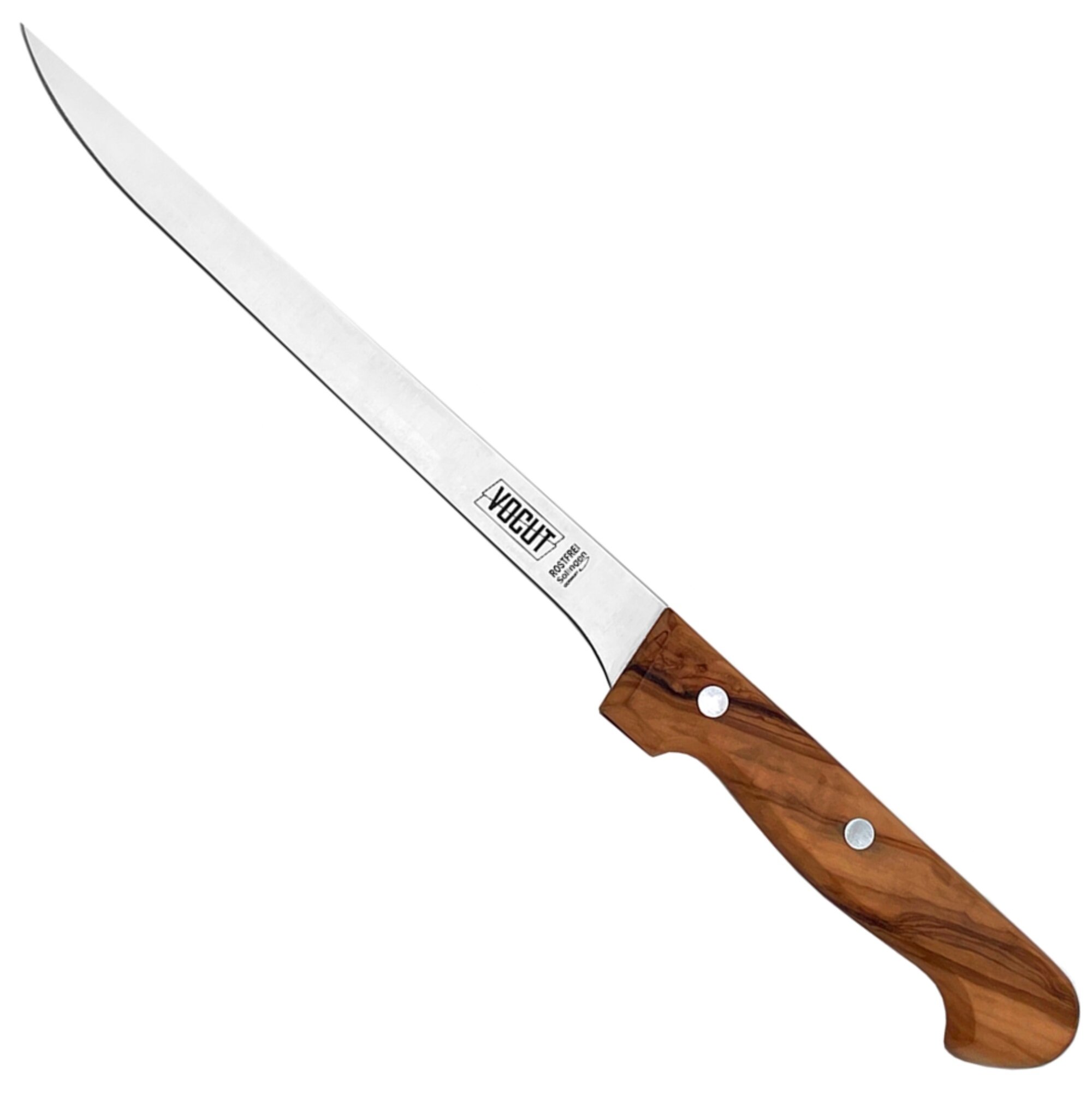 VOCut Filiermesser Solingen 20cm Olivenholzgriff Fischfiliermesser Edelstahl