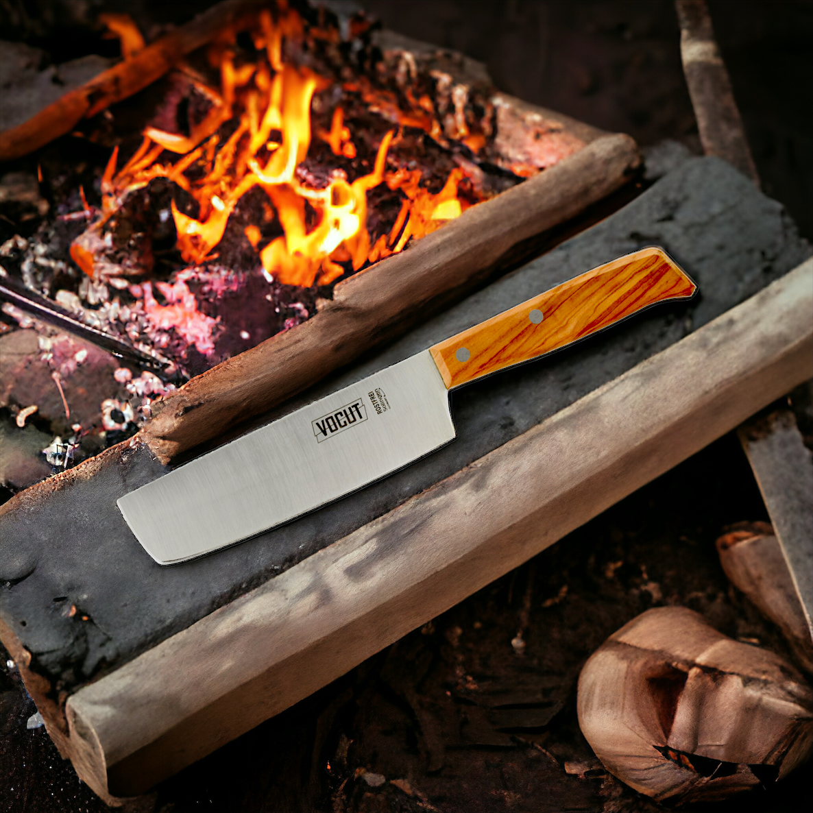 VOCUT Nakiri Messer Solingen 17cm Klinge Olivenholzgriff...