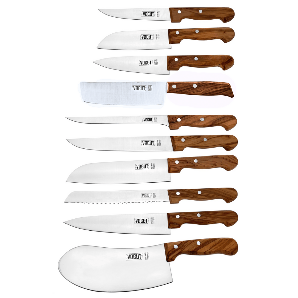 Kochmesser Solingen Fleischmesser Küchenmesser Gemüse Santoku Olivenholz VOCut