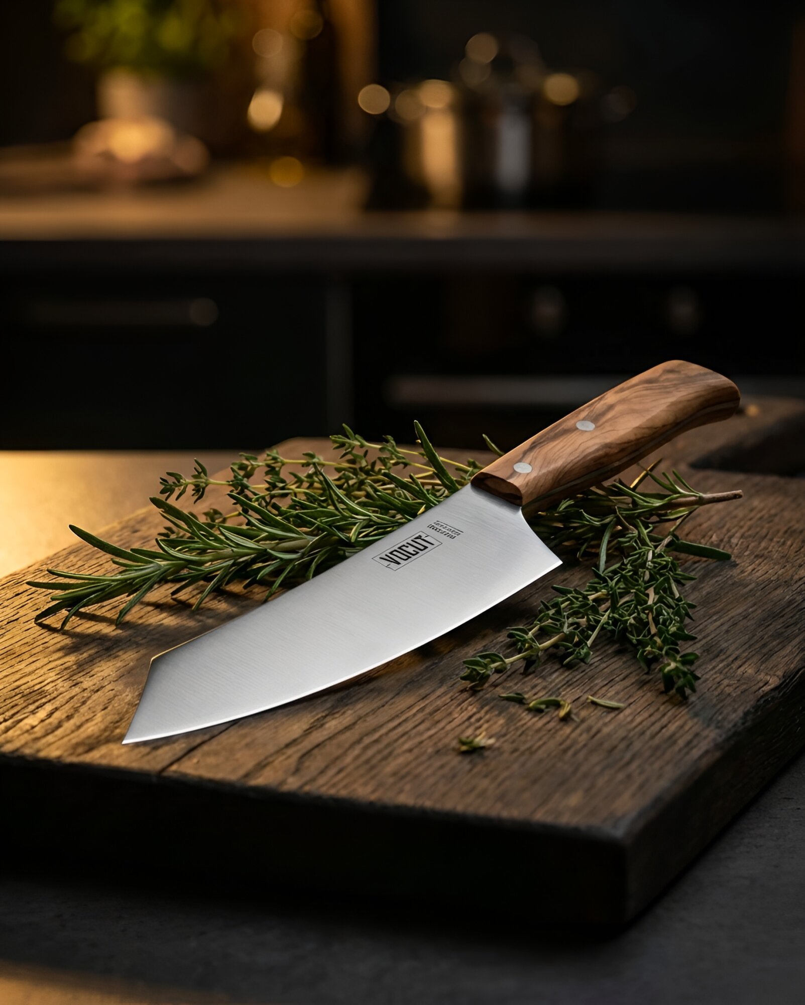 VOCUT BBQ Messer 22 cm aus Solingen mit Olivenholzgriff und rostfreier Klinge – optional mit Lasergravur