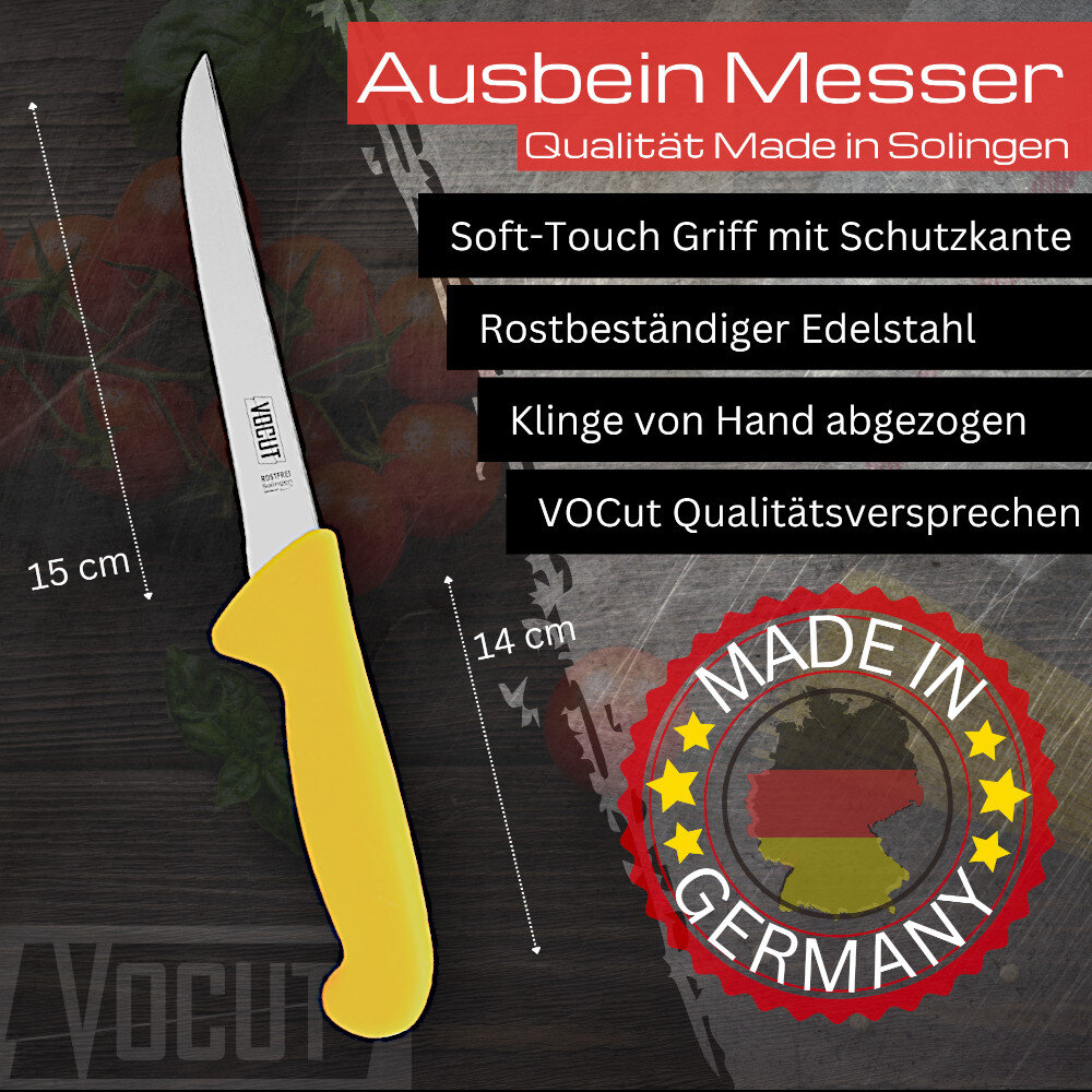 VOCut Ausbeinmesser 15 cm gerade Solingen Rostfrei Kunststoffgriff, gelb