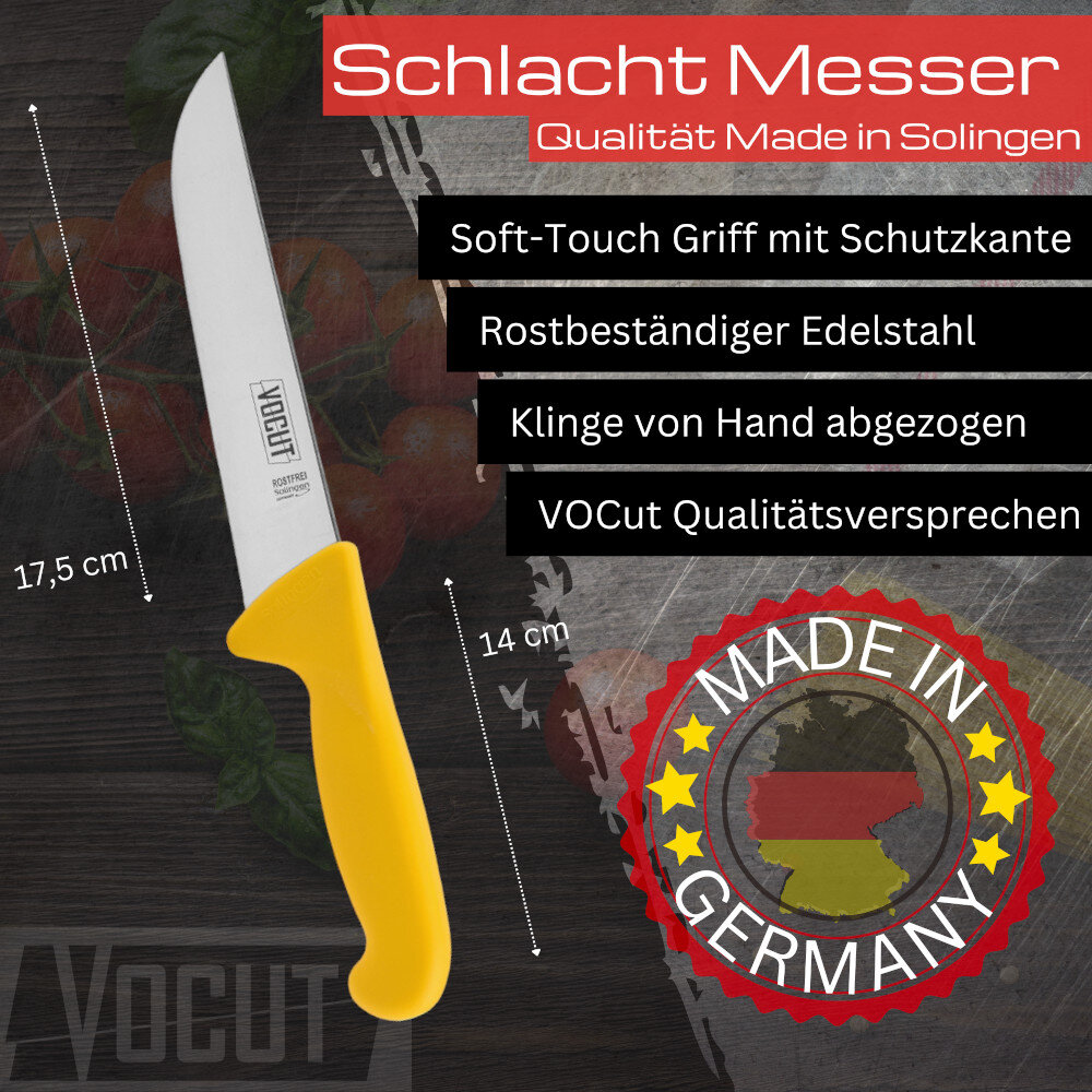 VOCut Schlachtmesser 17,5 cm  Solingen Rostfrei Kunststoffgriff, gelb