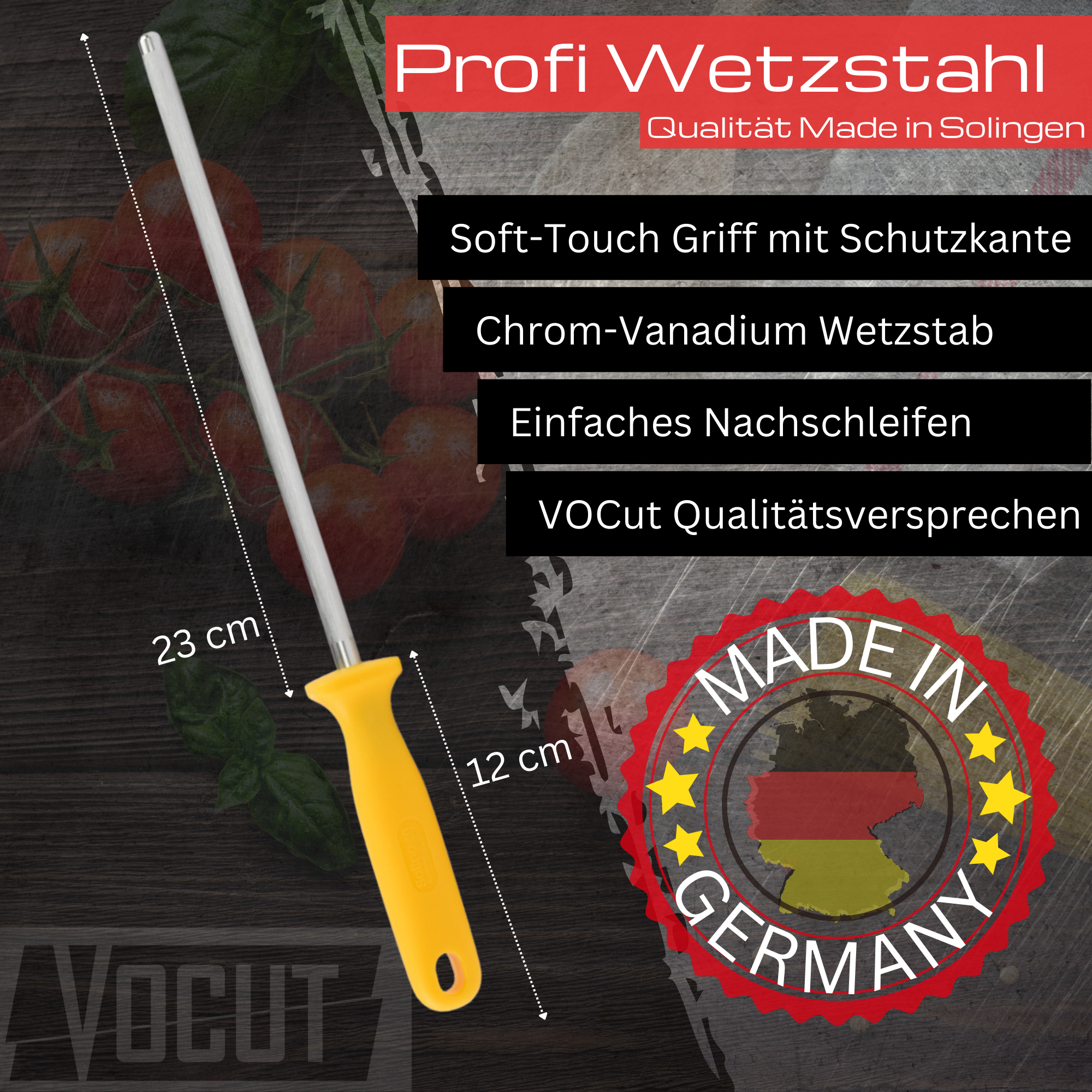 Messerschärfer Solingen 23 cm Wetzstab rund,...