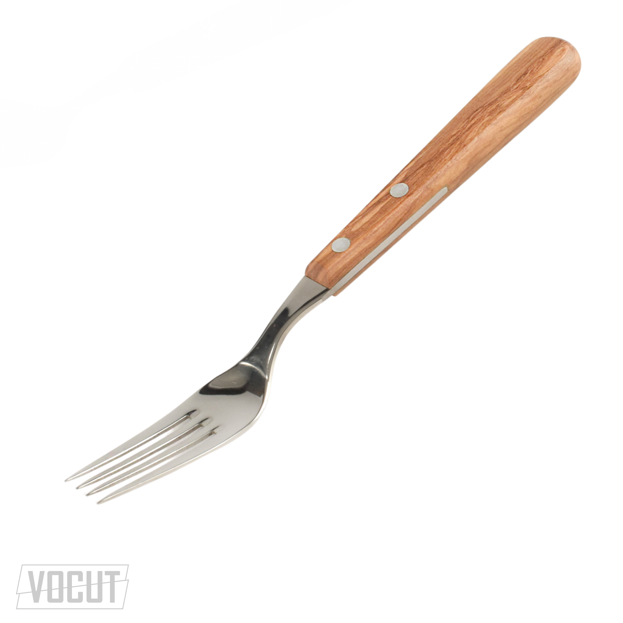 VOCut Edelstahl Gabel Löffel rostfrei Olivenholzgriff hochwertig 18/8 Besteckset