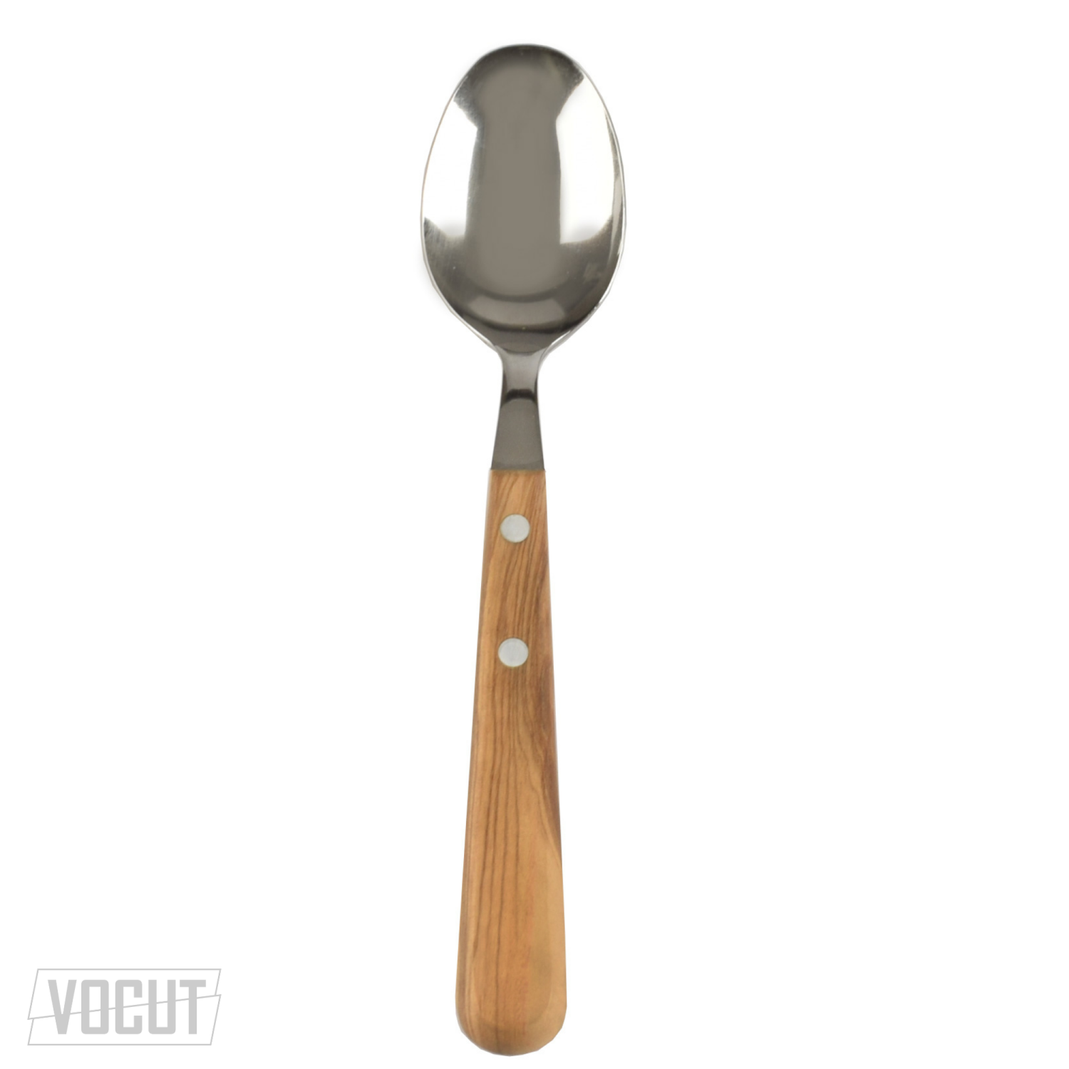 VOCut Edelstahl Gabel Löffel rostfrei Olivenholzgriff hochwertig 18/8 Besteckset