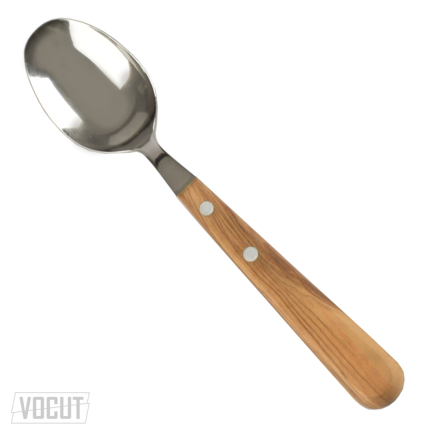 VOCut Edelstahl Gabel Löffel rostfrei Olivenholzgriff hochwertig 18/8 Besteckset