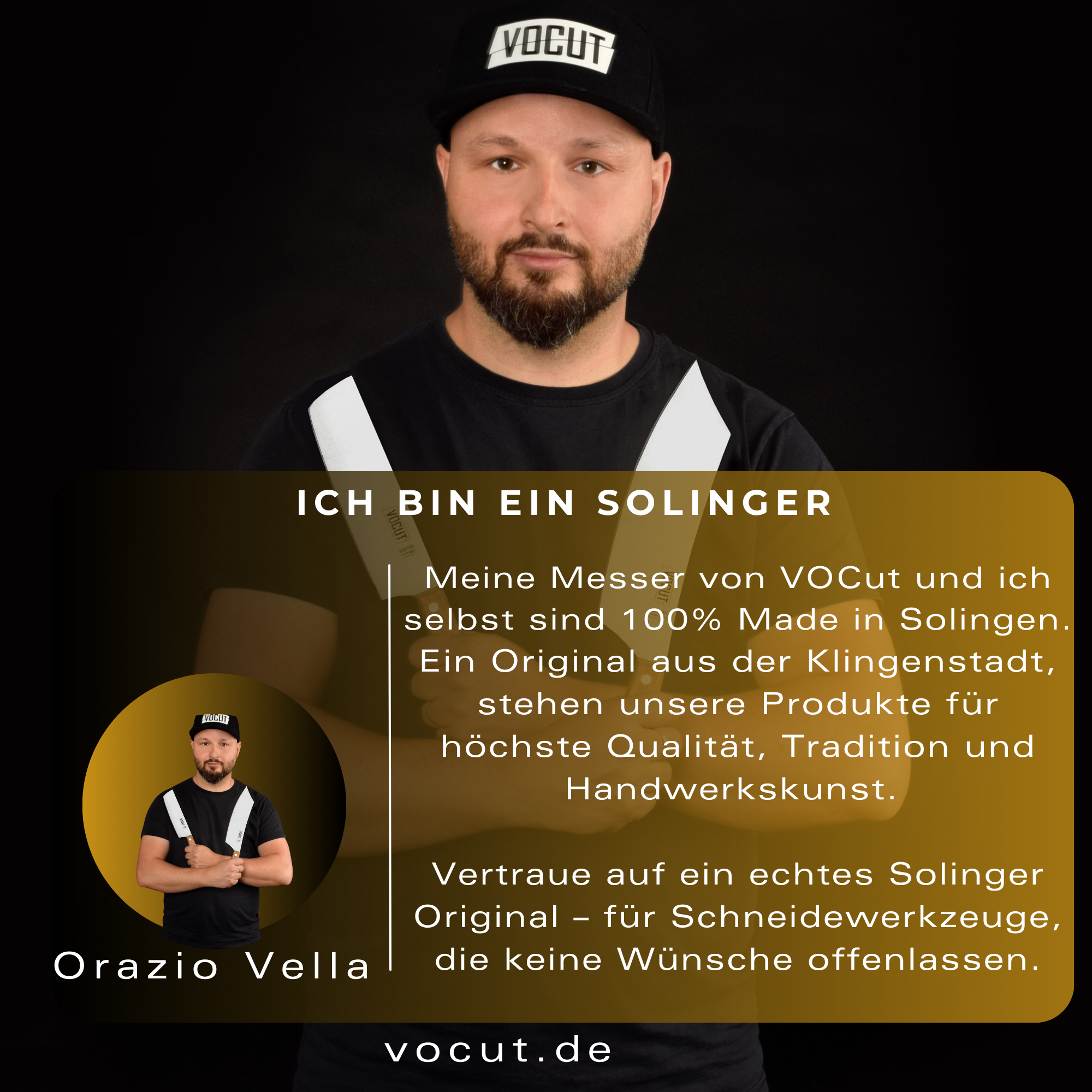 VOCUT Steakmesser Solingen Edelstahlklinge Wellenschliff ergonomischer POM-Griff