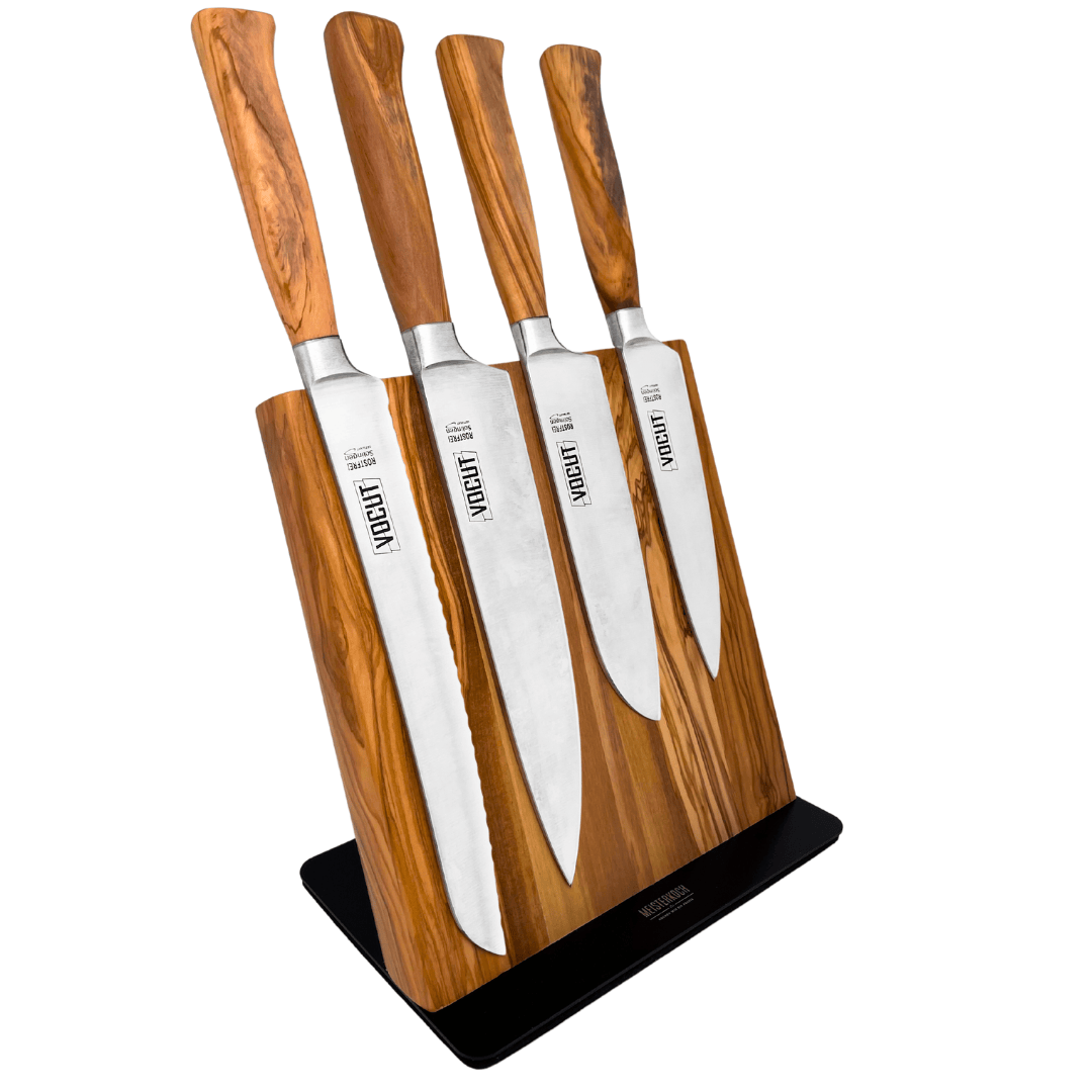 VOCut Messerset Solingen, 5-teilig, geschmiedete Klinge, Olivenholz Griff