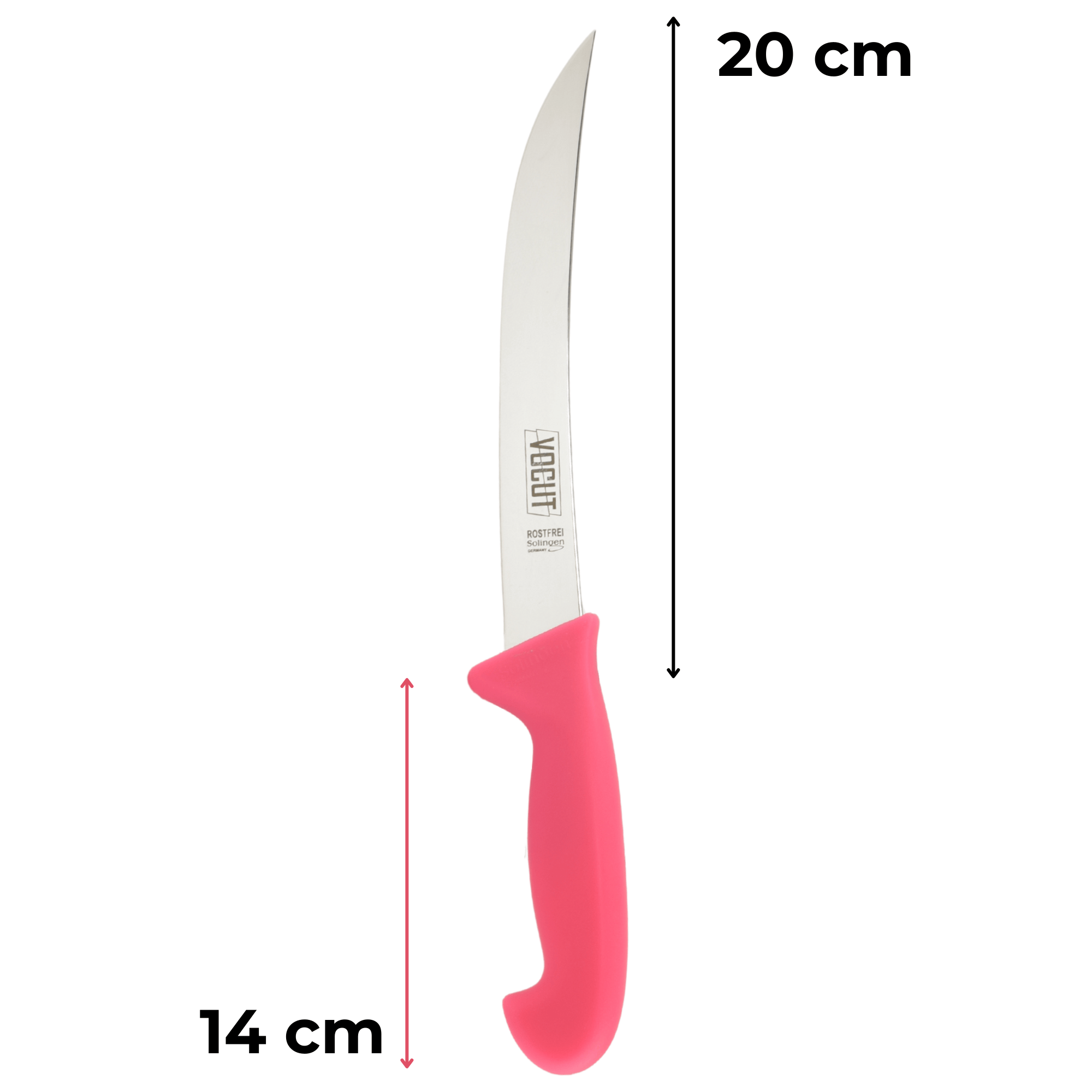 VOCut Zerlegemesser 20 cm, Solingen, Kunststoffgriff pink, Rostfrei