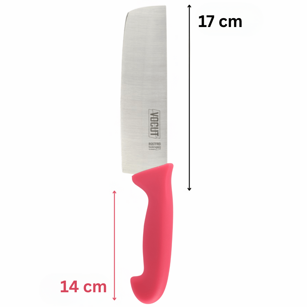 VOCut Nakiri Messer 17 cm, Solingen, Kunststoffgriff pink, Rostfrei