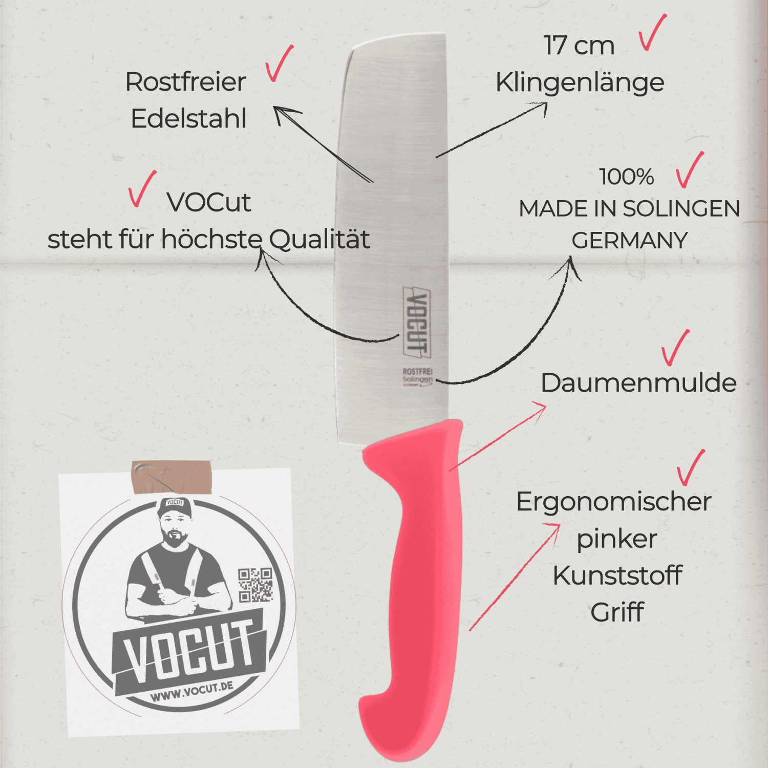 6-teiliges Metzgermesser Set aus Solingen - Profi Messer für Metzgerei, Schlachthof & Gastronomie