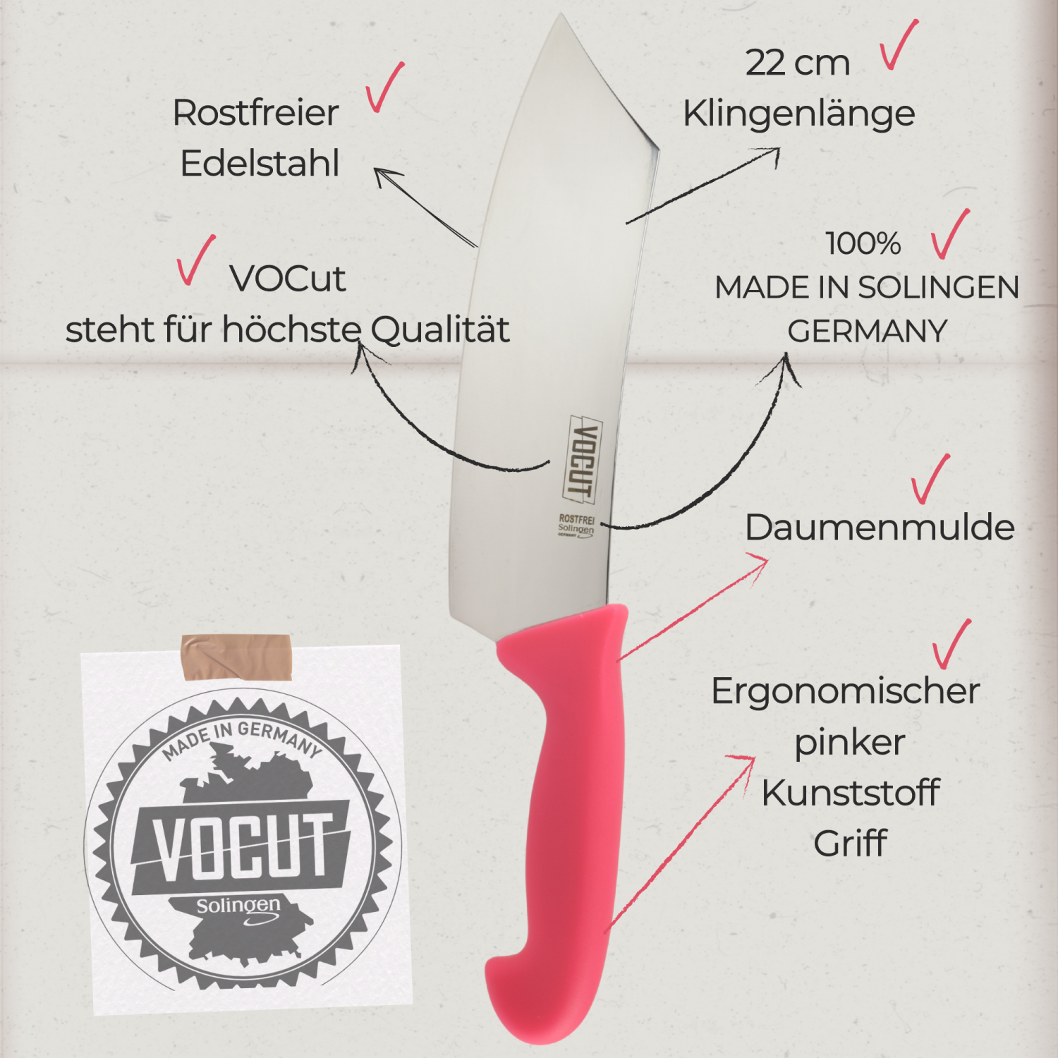 6-teiliges Metzgermesser Set aus Solingen - Profi Messer für Metzgerei, Schlachthof & Gastronomie