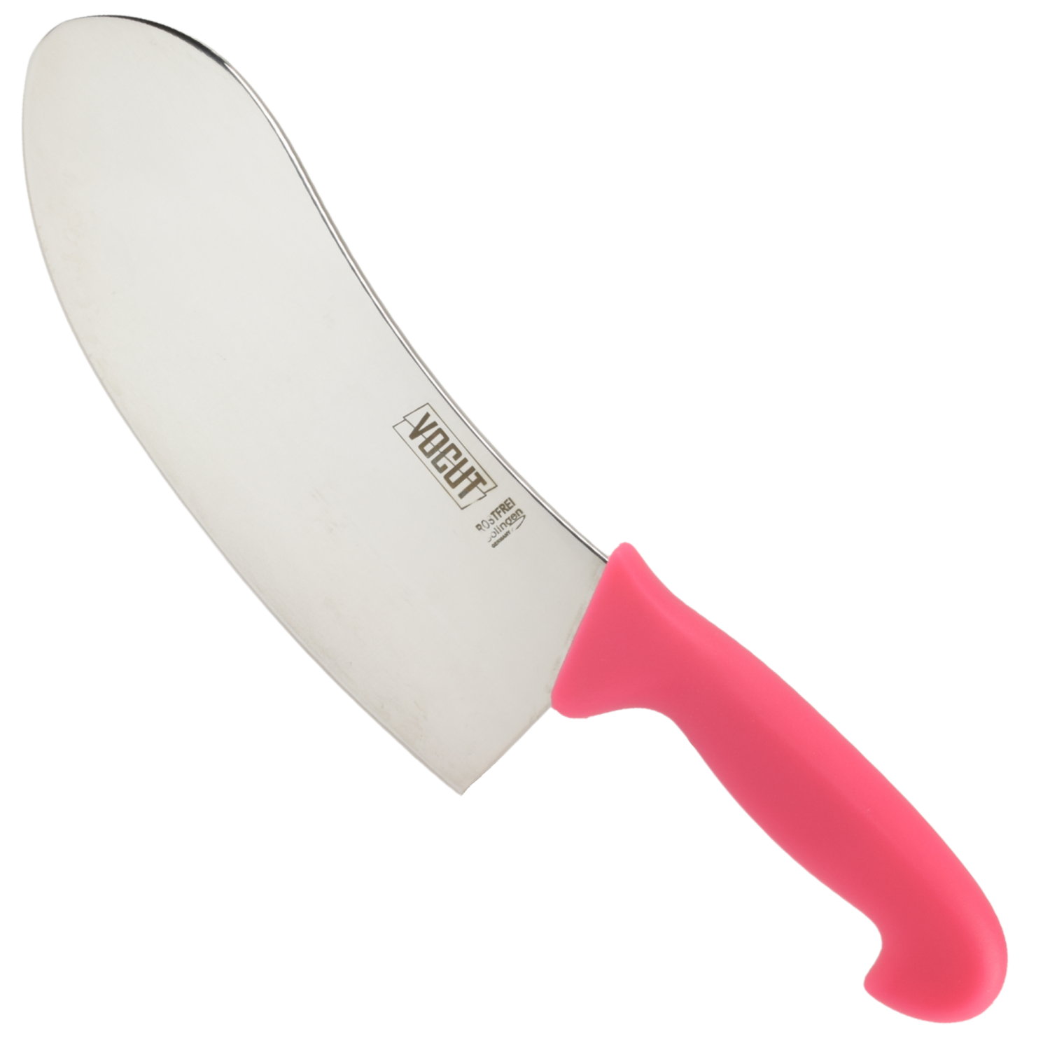 VOCUT Wiegemesser Hackbeil 21 cm aus Solingen mit pinkem Kunststoffgriff und rostfreier Klinge – optional mit Lasergravur