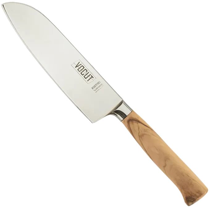VOCUT Santoku 16 cm mit geschmiedeter Klinge und Olivenholzgriff