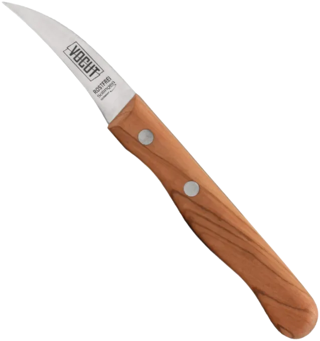 VOCUT Schälmesser mit gebogener 5-cm-Klinge und Olivenholzgriff