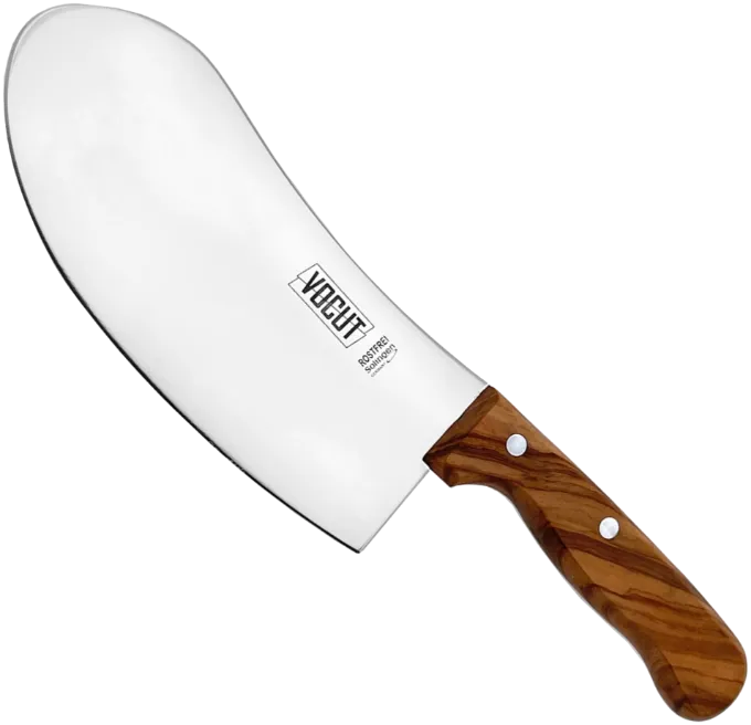 VOCUT Wiegemesser 21 cm mit breiter, bauchiger Klinge und Olivenholzgriff